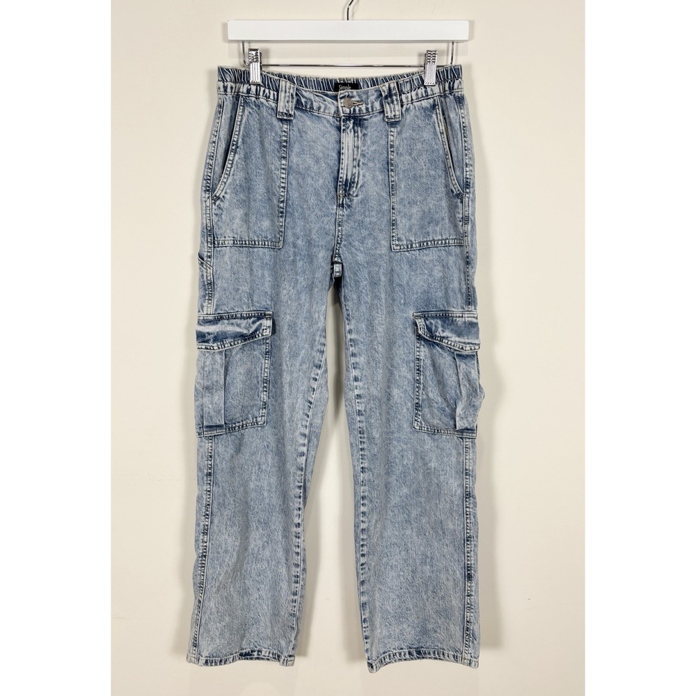 Simple Society Women's Blue Straight Leg Cargo Jeans Size 9/29